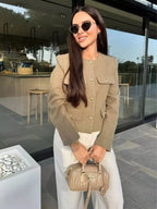 Jaqueta curta de tweed para mulher