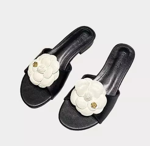 Sandalias de Mujer Cómodas con Tacón Bajo y Flor