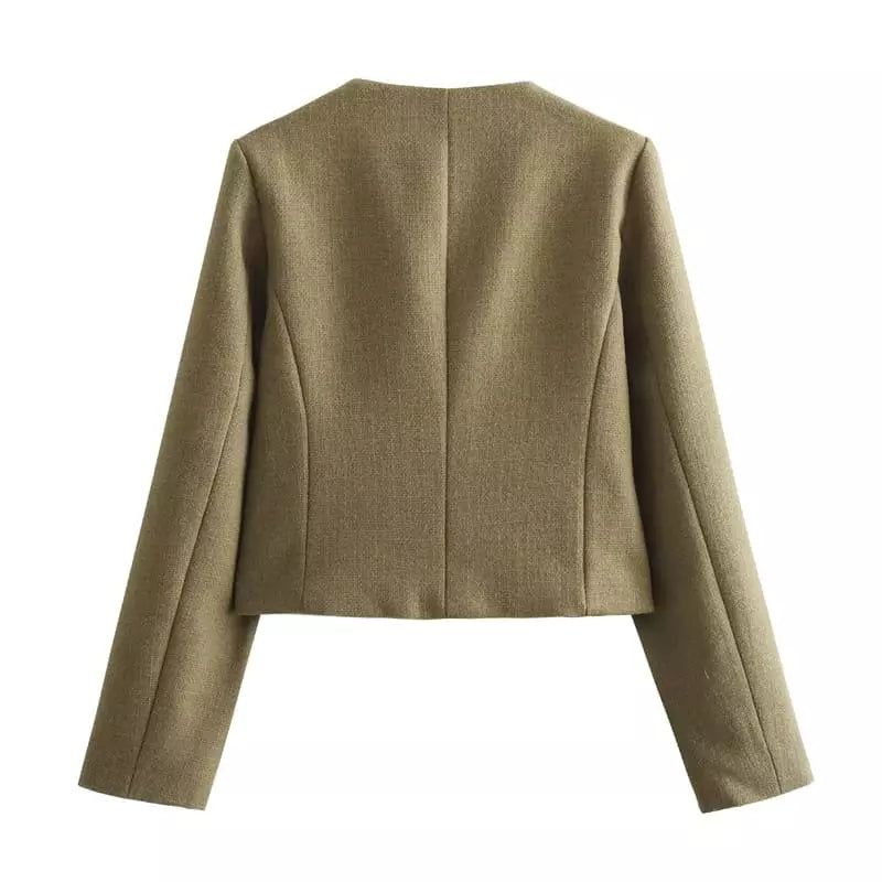 Jaqueta curta de tweed para mulher