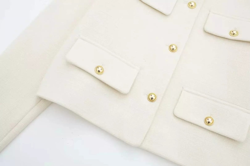 Jaqueta curta de tweed para mulher