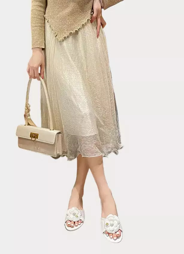 Sandalias de Mujer Cómodas con Tacón Bajo y Flor