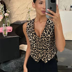 Chaleco Corto con Estampado de Leopardo