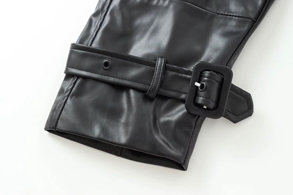 Chaqueta Corta Efecto Piel para Mujer