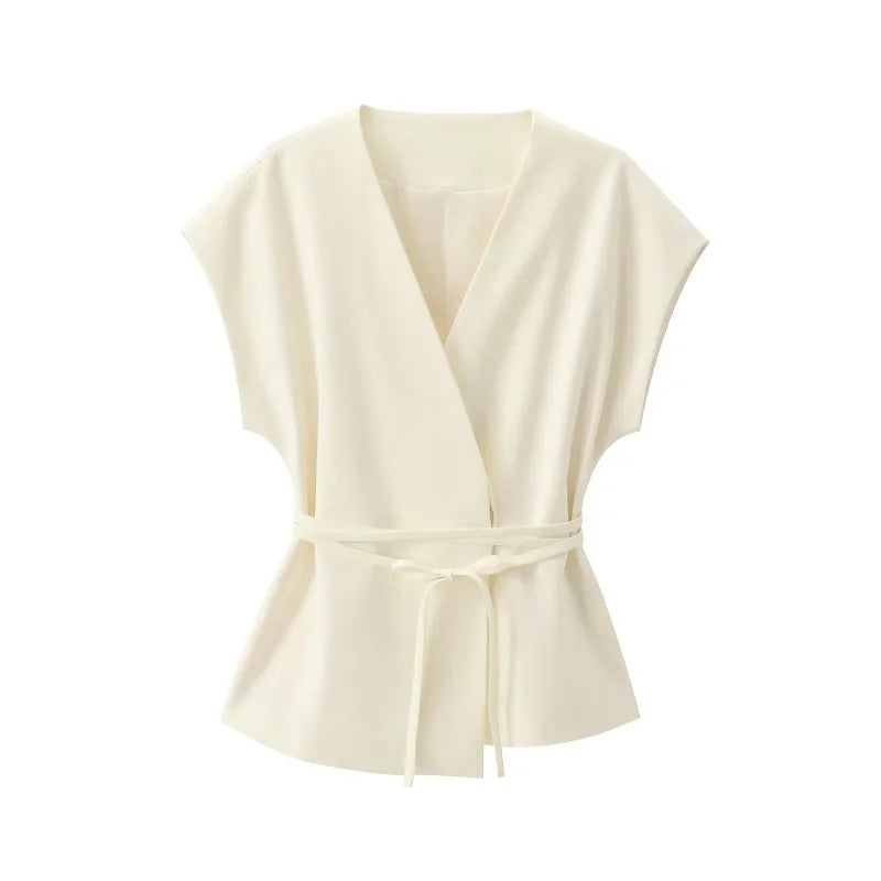 Conjunto Coordinado de Blusa Cruzada y Pantalón Fluido