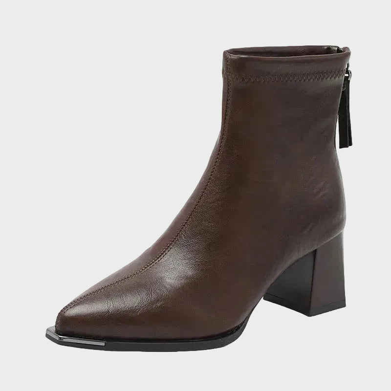 Botines de Mujer de Punta Fina con Tacón Ancho