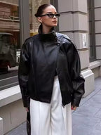 Chaqueta Corta Efecto Piel para Mujer