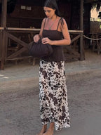 Conjunto Coordinado Estampado para Mujer (Camisa y Falda Midi)