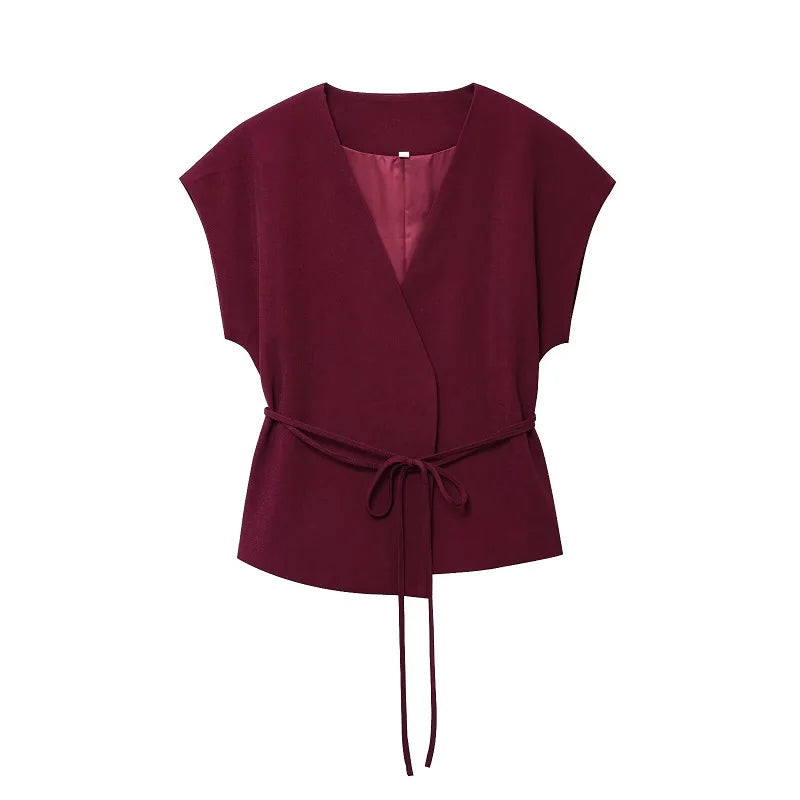 Conjunto Coordinado de Blusa Cruzada y Pantalón Fluido