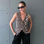 Chaleco Corto con Estampado de Leopardo