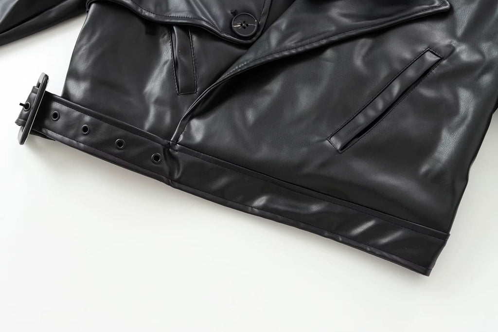 Chaqueta Corta Efecto Piel para Mujer